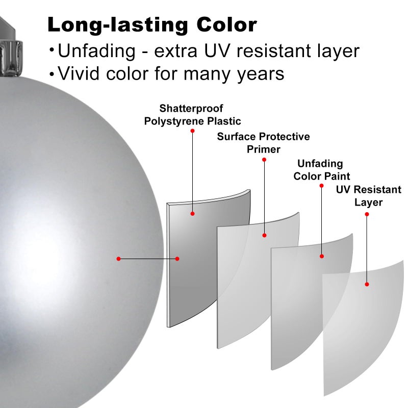 GameXcel Silver 4.0" Large Christmas Balls - Christmas Tree Decoration Ornaments Shatterproof Hanging Balls for Birthday Halloween Holiday Wedding Decorations Set of 4pcs - Image 4